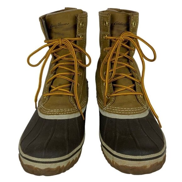 Eddie Bauer Women Hunt Pack Boots Size 7.5 Brown Leather Weatherproof 0048-588 - Picture 5 of 10